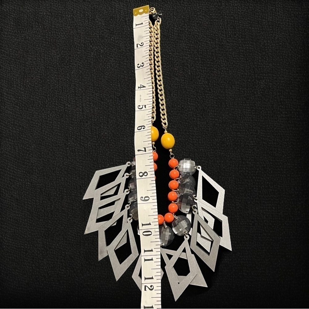 Artisan Modern Deco Mix Material Statement Neckla… - image 4